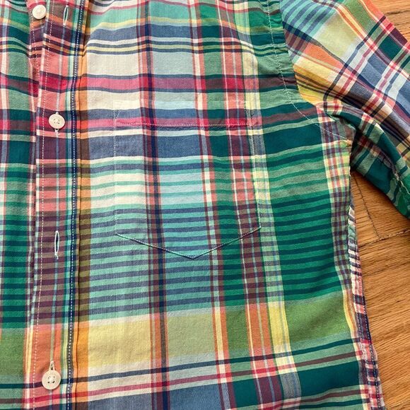 J crew cotton summer plaid button‎ down long sleeve shirt small wedding green - Picture 8 of 9